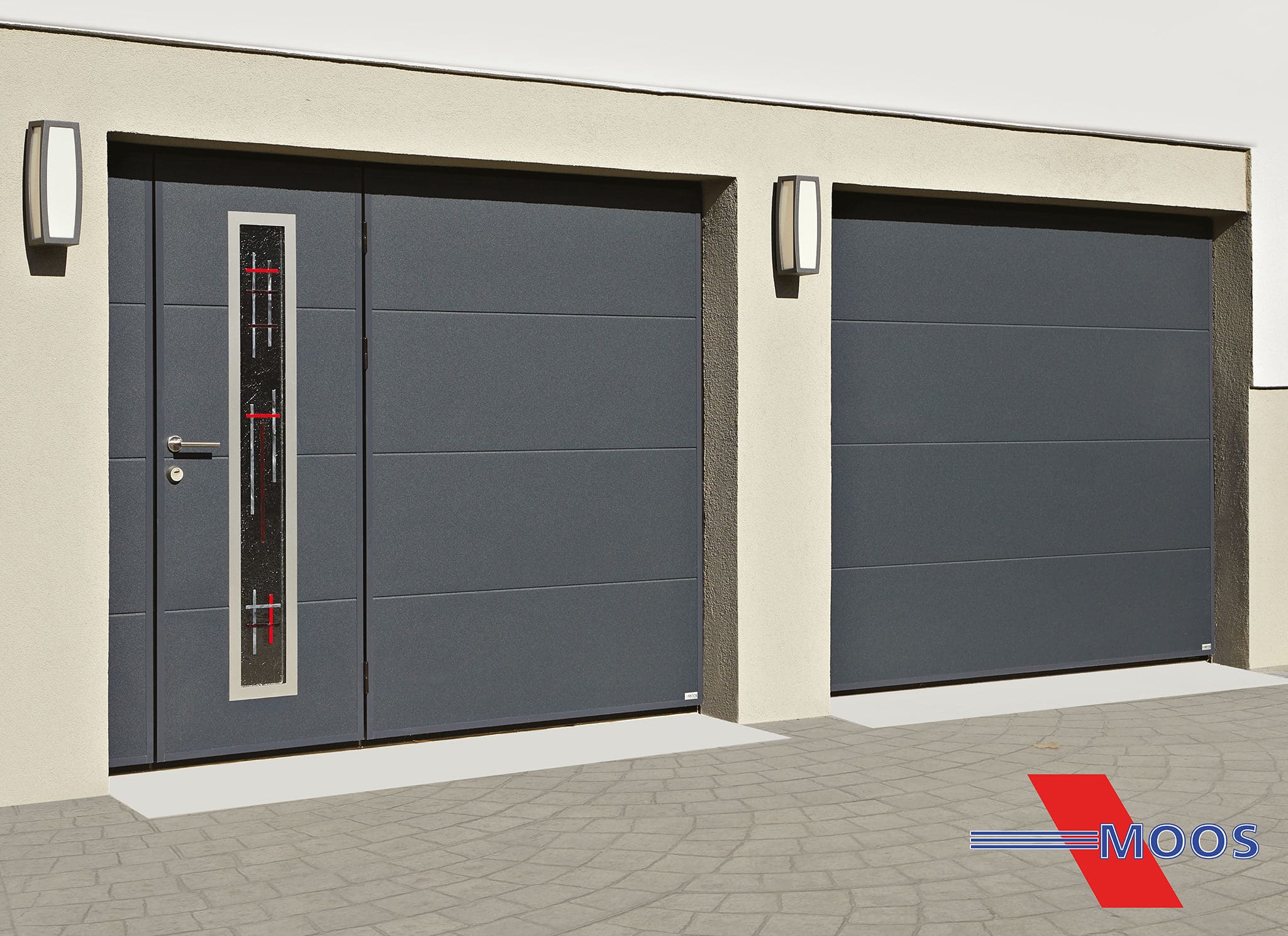 Porte de garage avec insert inox